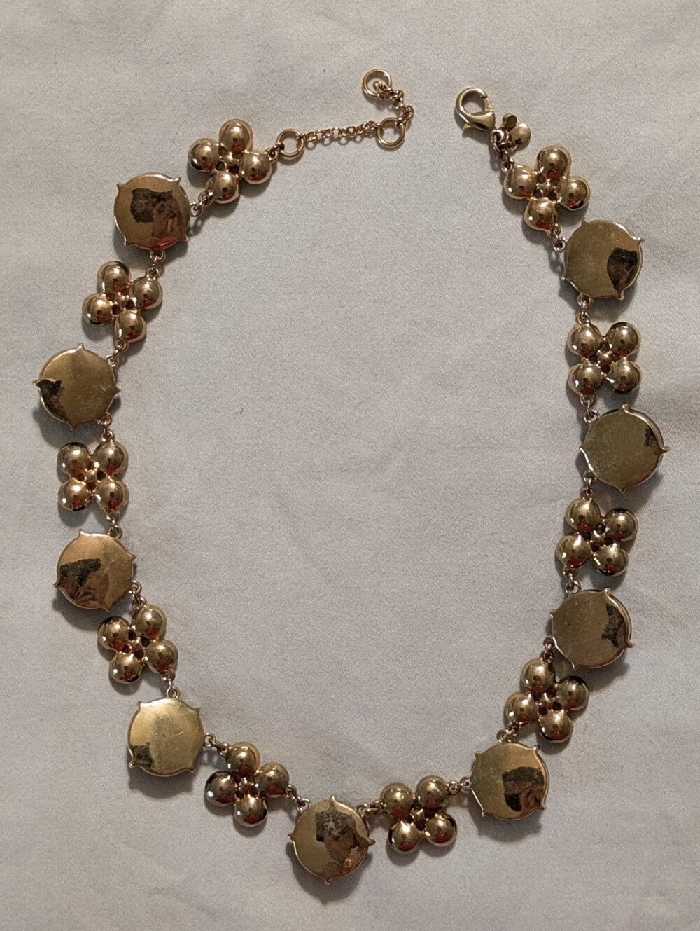 ANN TAYLOR Black Cabochon & Rhinestone Flower Choker Statement Necklace - Picture 2 of 4
